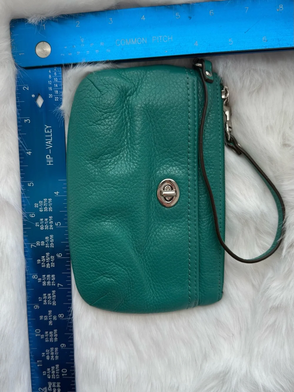 Coach Teal Pebbled Leather Wristlet